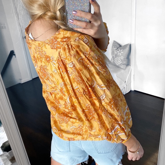 π C&C CALIFORNIA BOHO FLORAL YELLOW ORANGE LOOSE TOP! - Picture 3 of 9